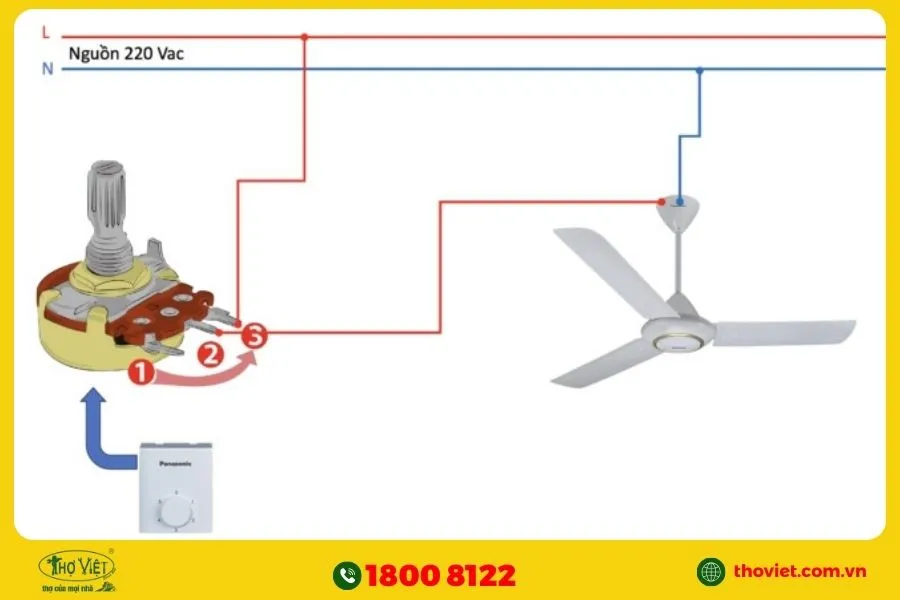 Cách đấu chiết áp quạt trần