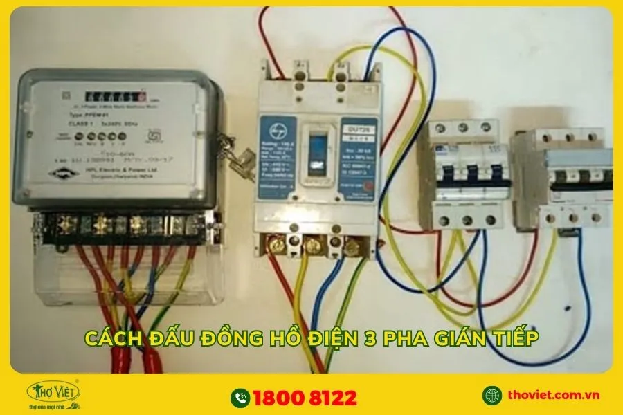 Cách đấu đồng hồ điện 3 pha gián tiếp