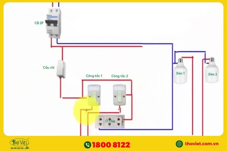 Đặc điểm của sơ đồ điện 2 công tắc 2 bóng đèn