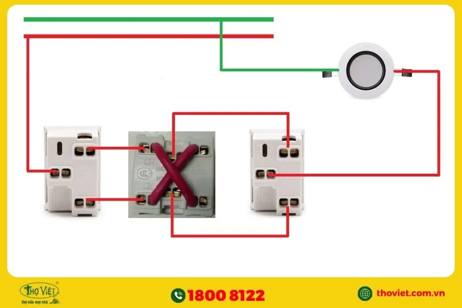 Đấu công tắc đảo chiều 1 pha