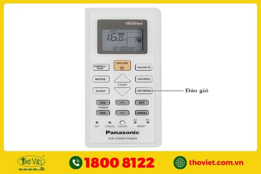 Điều chỉnh hướng gió bằng nút SWING