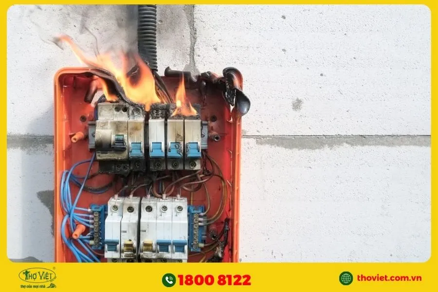 Sửa chữa cầu dao điện do nguồn điện bị chập hoặc cháy