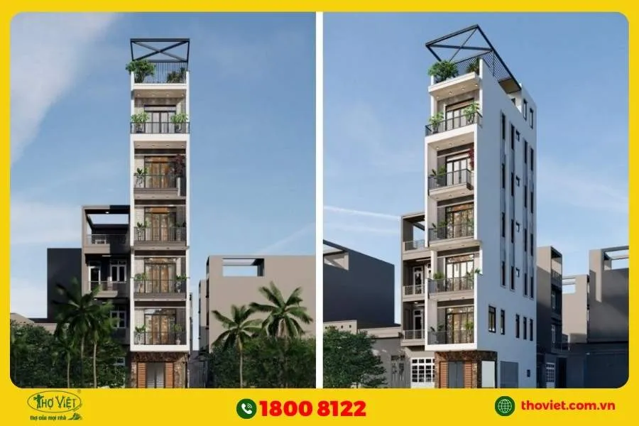 Mẫu nhà phố 7 tầng có thang máy