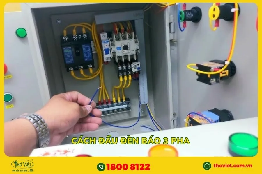Cách đấu đèn báo 3 pha