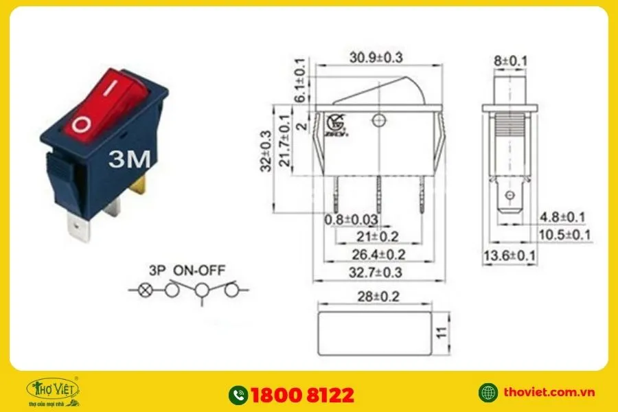 Cấu tạo công tắc 3 chân