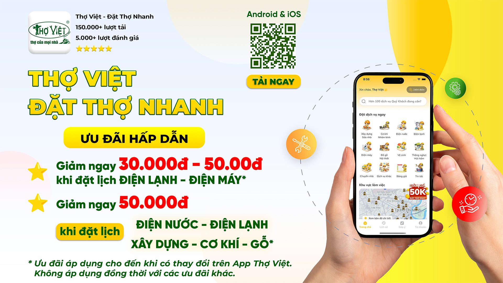tải app thợ việt ưu đãi lên đến 50.000vnđ