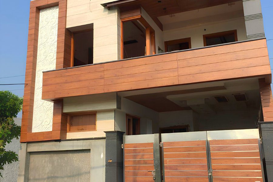 Mẫu nhà ốp lát mặt tiền gạch giả gỗ