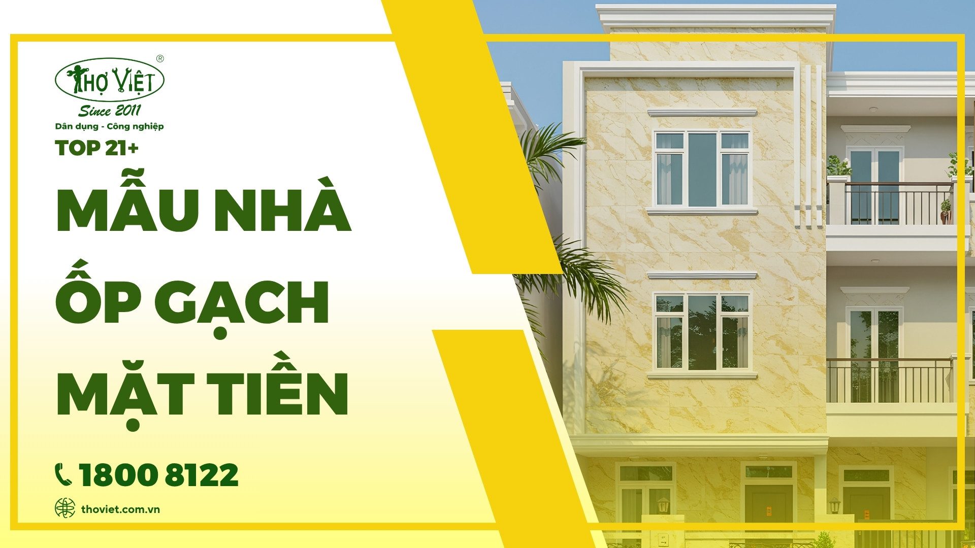 Mẫu nhà ốp gạch mặt tiền đẹp, sang trọng