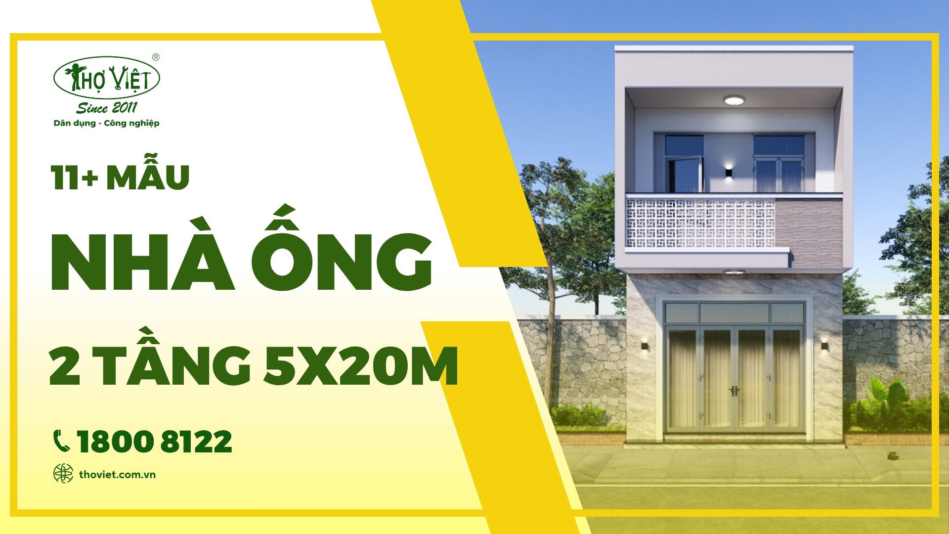 15+ mẫu thiết kế nhà ống 2 tầng 5x20m đẹp