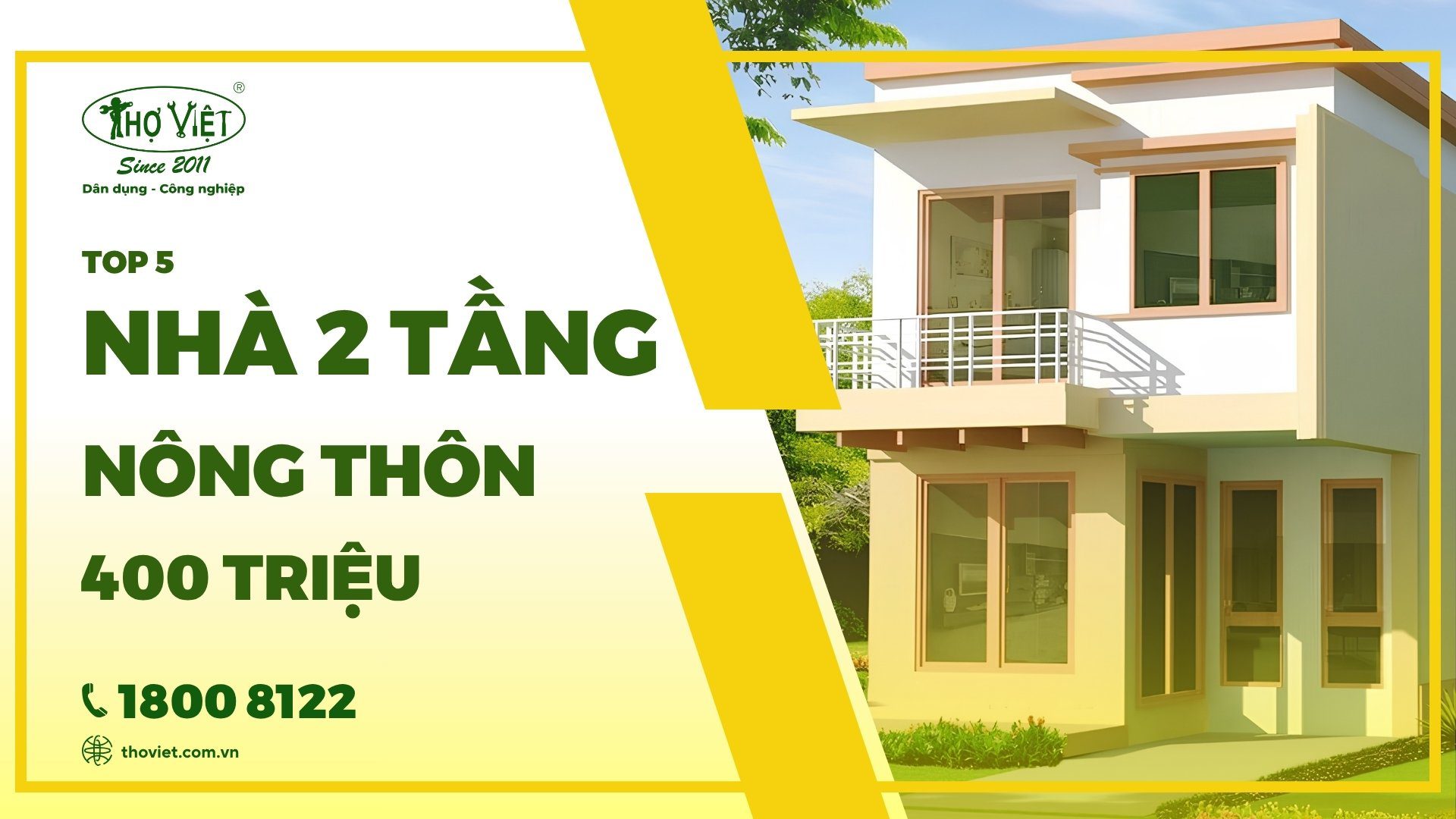 Mẫu nhà 2 tầng nông thôn 400 triệu tối ưu