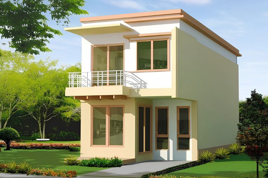 Nhà ống 2 tầng mái bằng hiện đại
