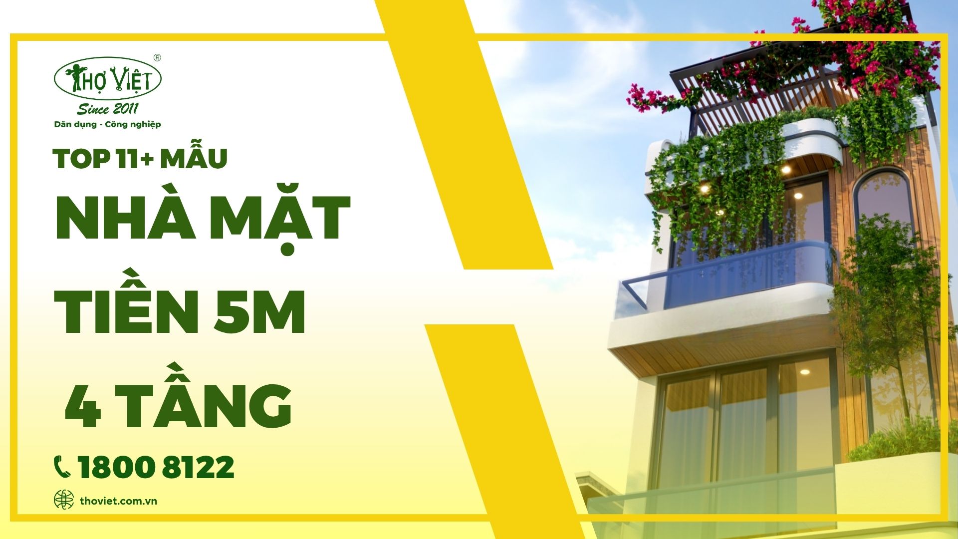 11 mẫu nhà 4 tầng mặt tiền 5m đẹp