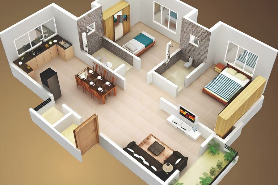 Gợi ý công năng cho nhà cấp 4 2 phòng ngủ