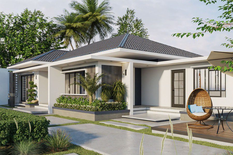 Nhà cấp 4 2 phòng ngủ thiết kế sân vườn