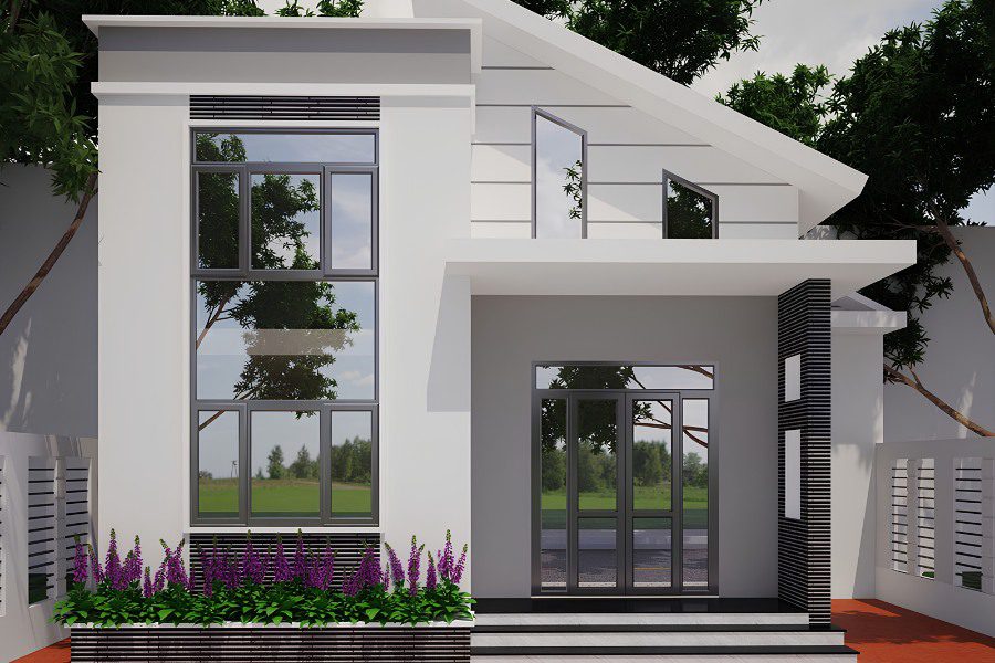 Mẫu nhà cấp 4 2 phòng ngủ có gác lửng