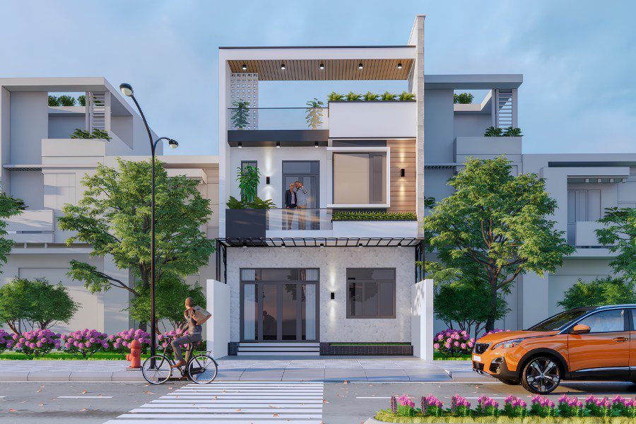 Nhà 7m mặt tiền 2 tầng hiện đại