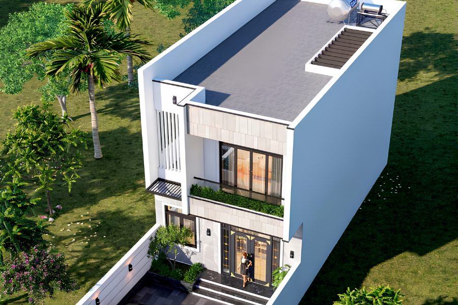 Mẫu nhà 6x15m 2 tầng mái bằng