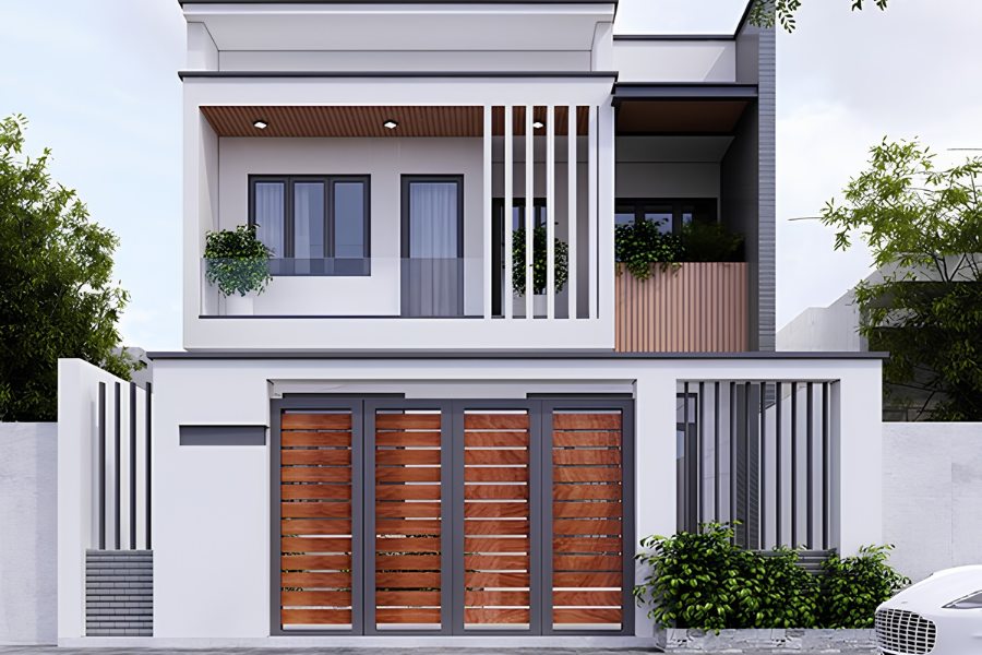 Mẫu nhà ống 2 tầng 6x15m có gác lửng