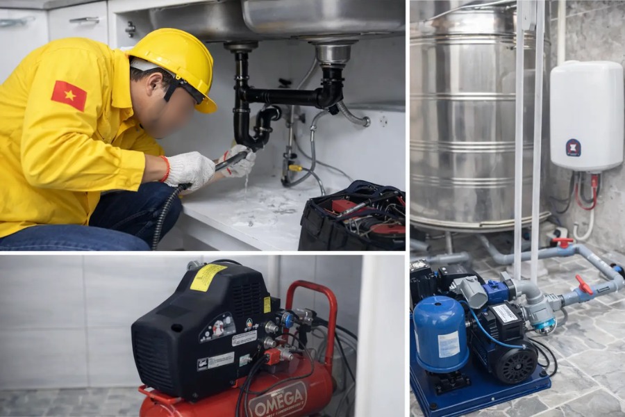 Thợ Việt sửa máy bơm tăng áp mọi thương hiệu