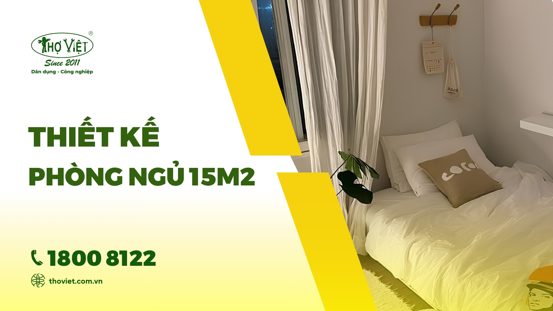 Mẫu thiết kế phòng ngủ 15m2 đẹp